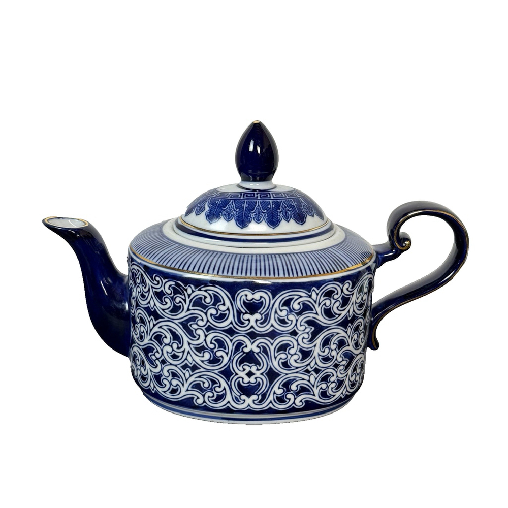 Bombay Company Vintage Blue & White Filigree Teapot